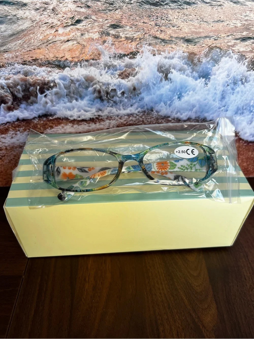 Blue Floral-Pattern Women’s Reading Glasses +2.50